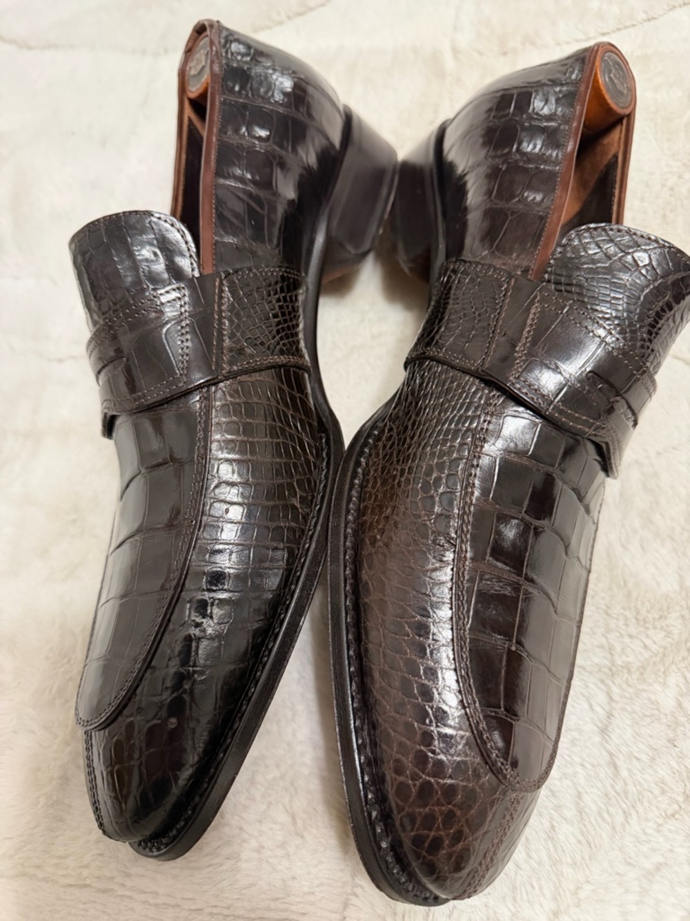 Like NEW! $1,800 Caporicci Genuine Alligator Crocodile Split Toe Loafers 10.5